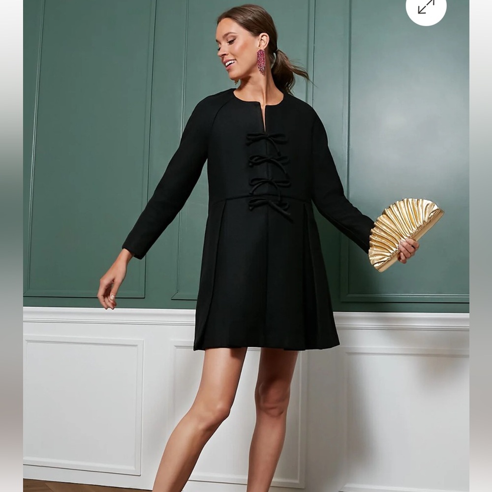 Tuckernuck Blair Bow Coat Dress Black NWT